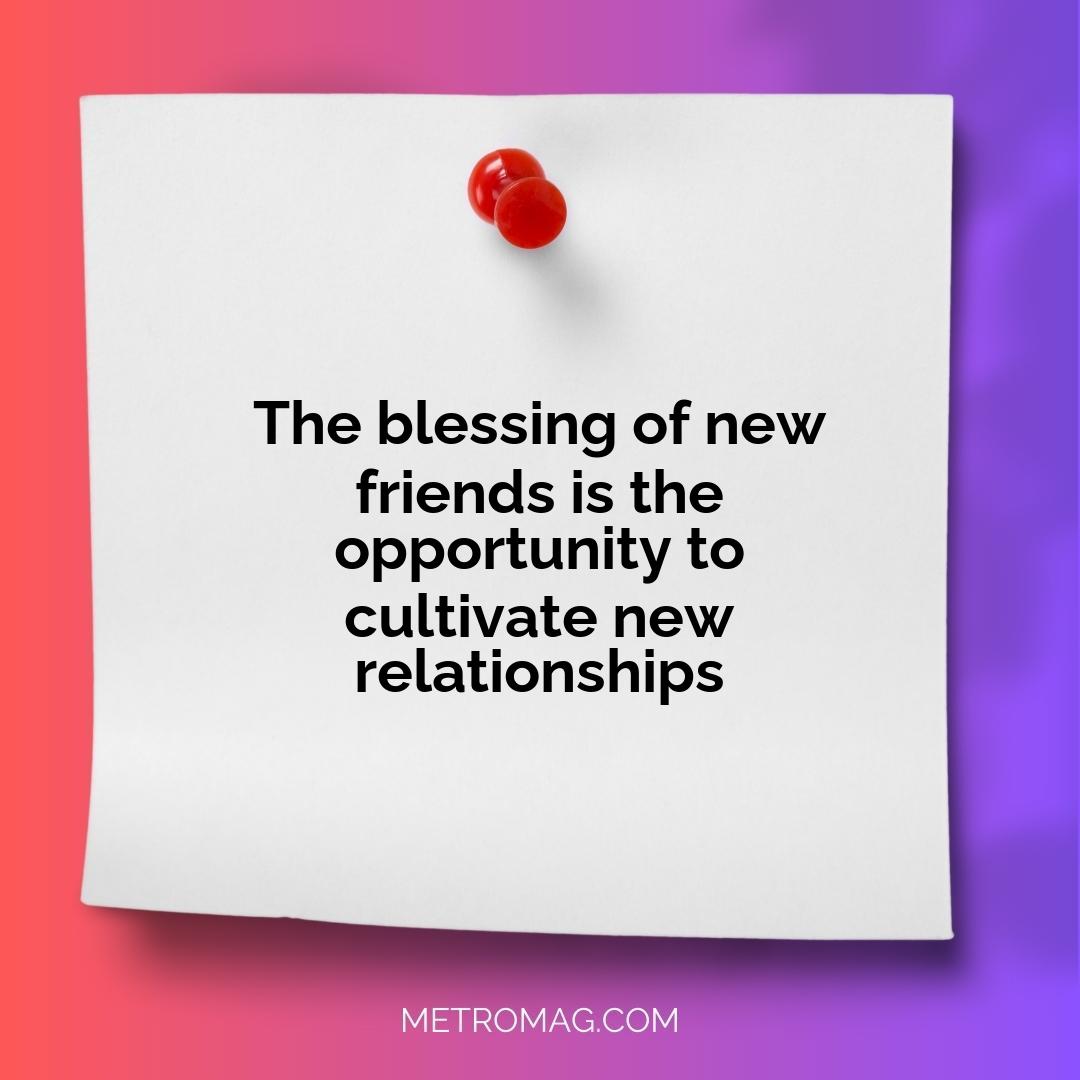 The blessing of new friends is the opportunity to cultivate new relationships