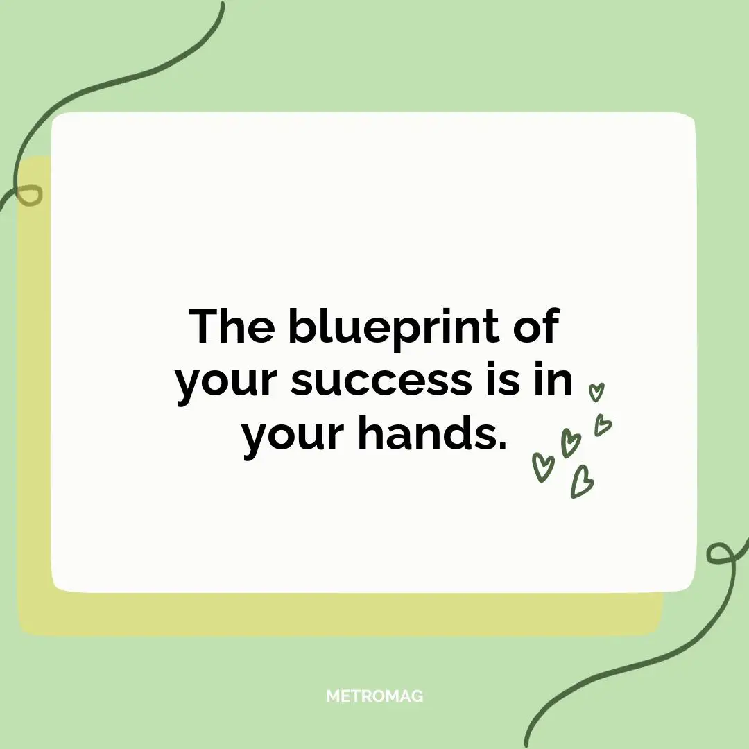 The blueprint of your success is in your hands.