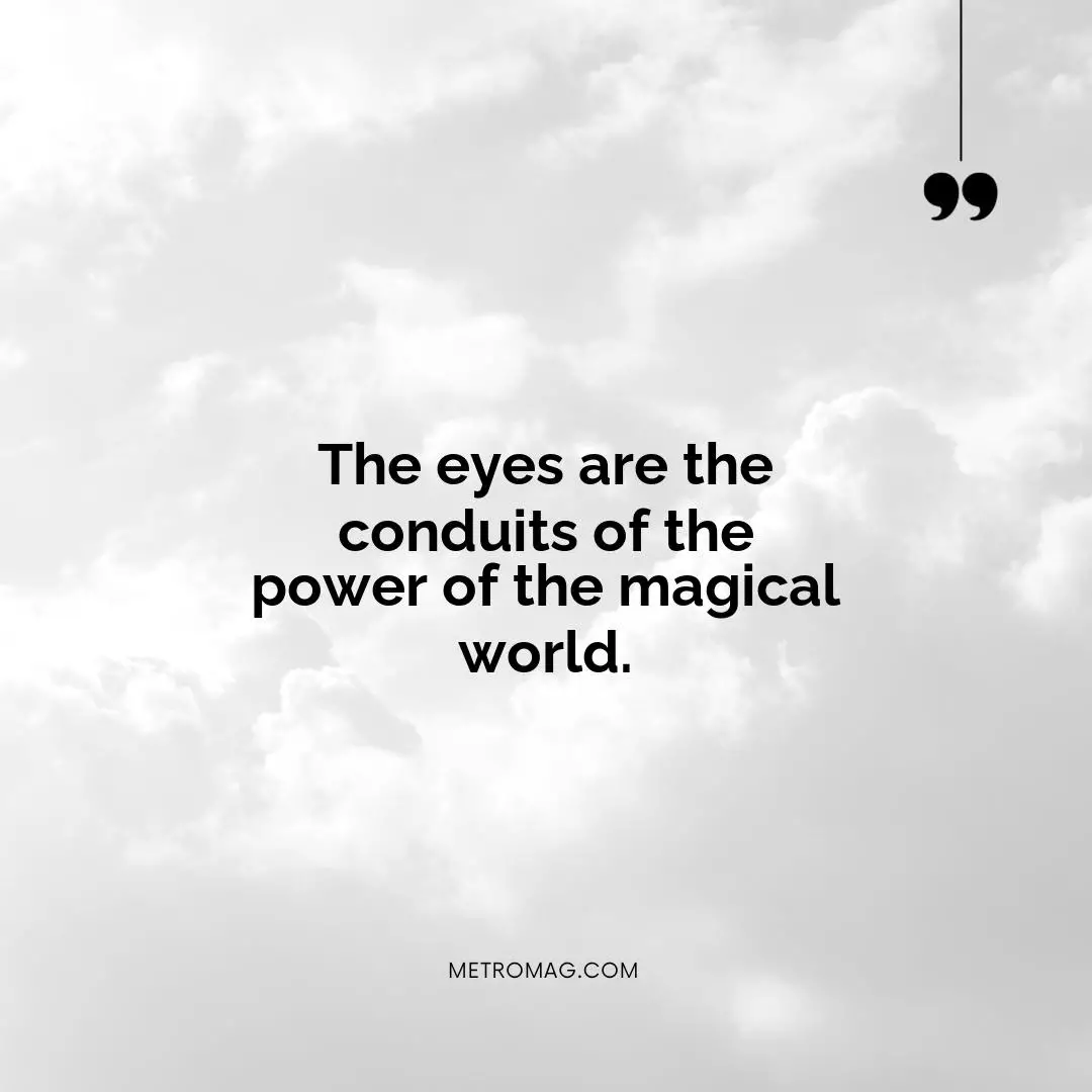 The eyes are the conduits of the power of the magical world.