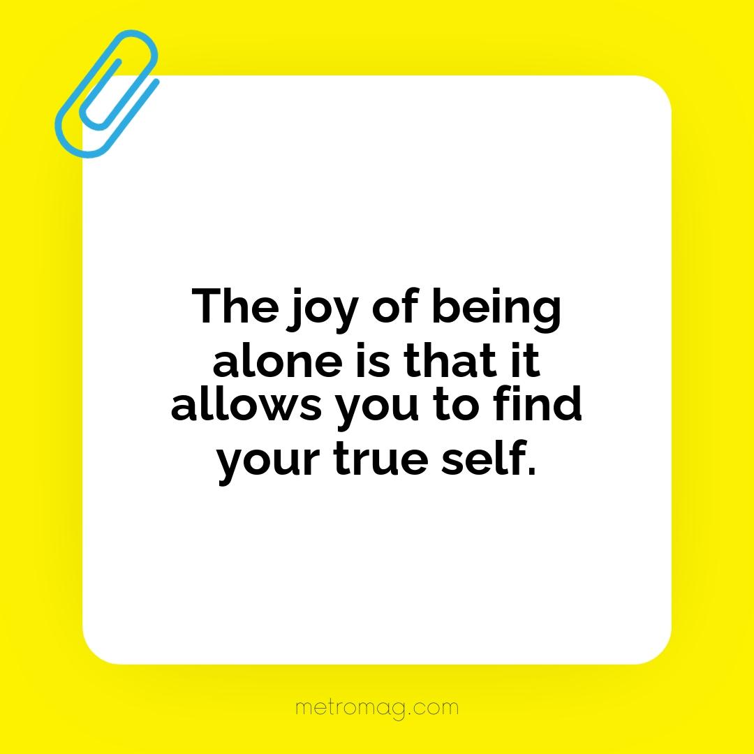 The joy of being alone is that it allows you to find your true self.