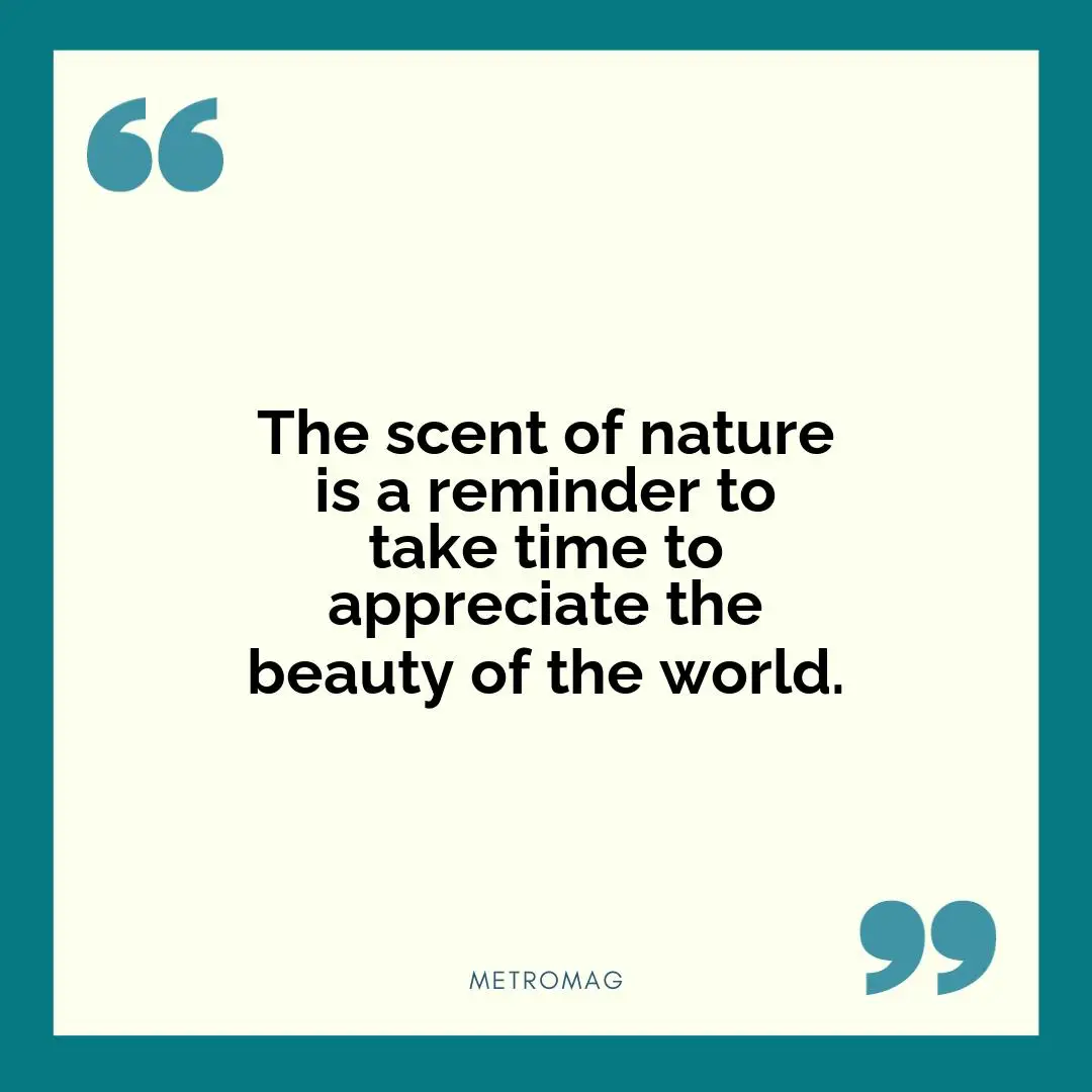 The scent of nature is a reminder to take time to appreciate the beauty of the world.