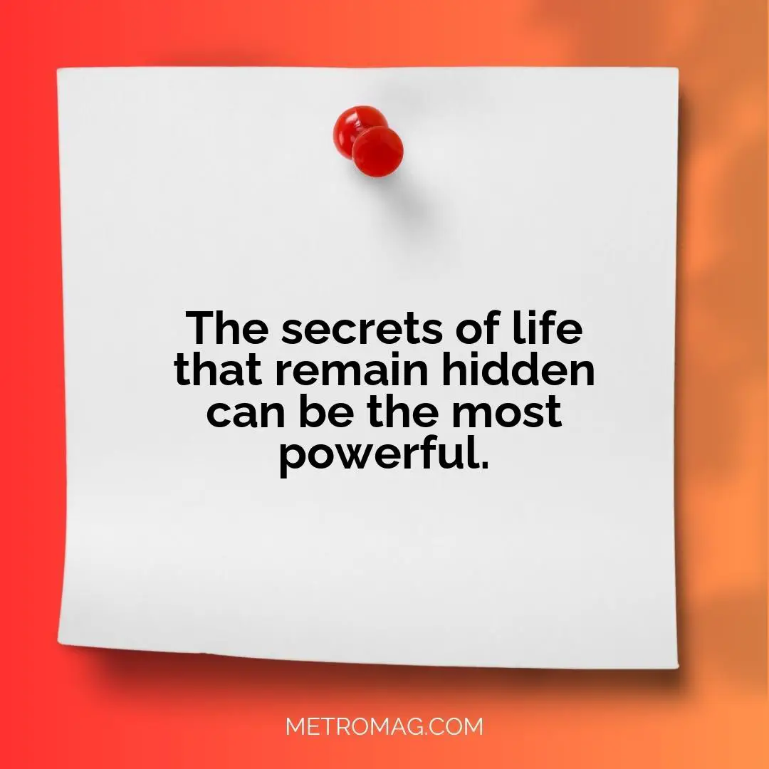 The secrets of life that remain hidden can be the most powerful.