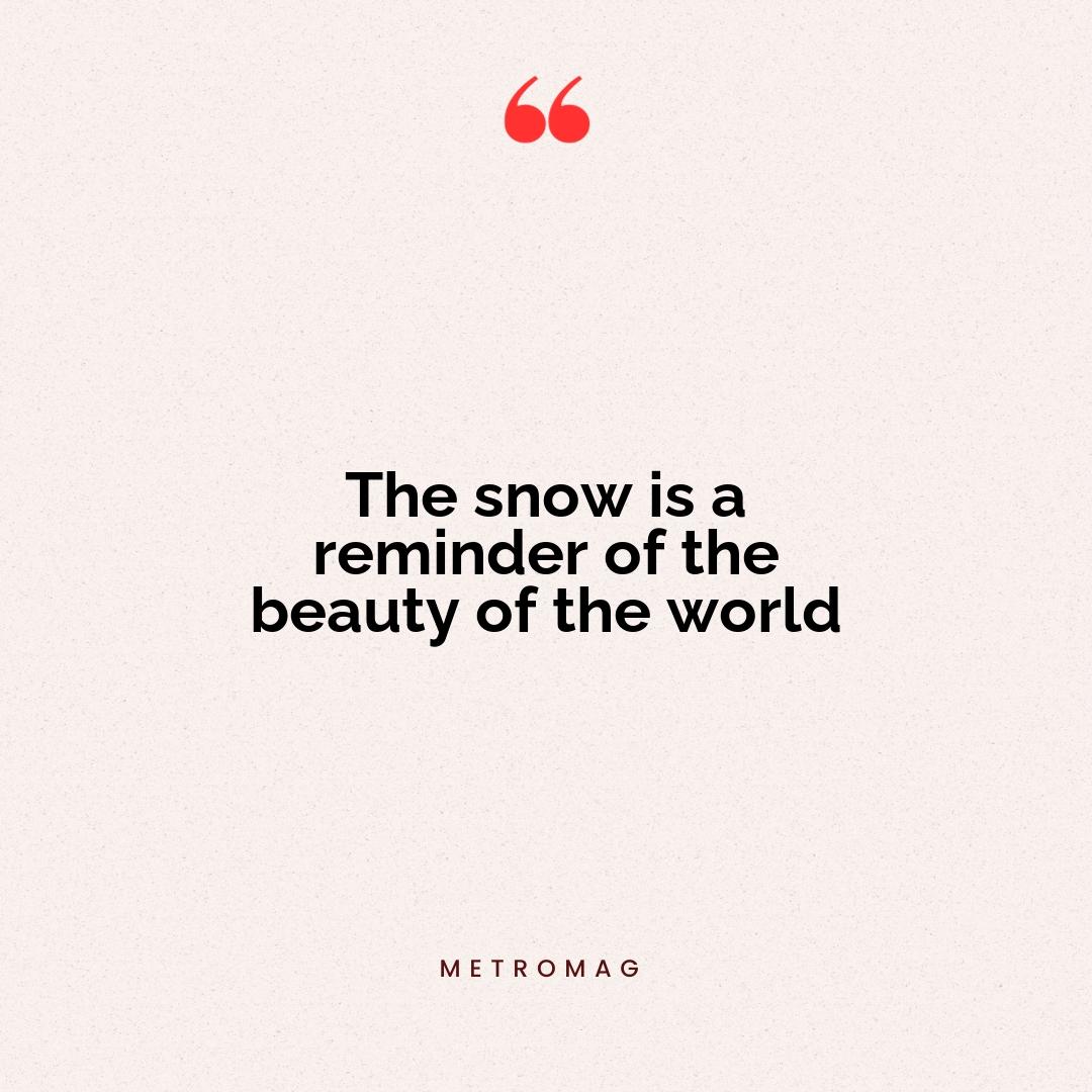 The snow is a reminder of the beauty of the world