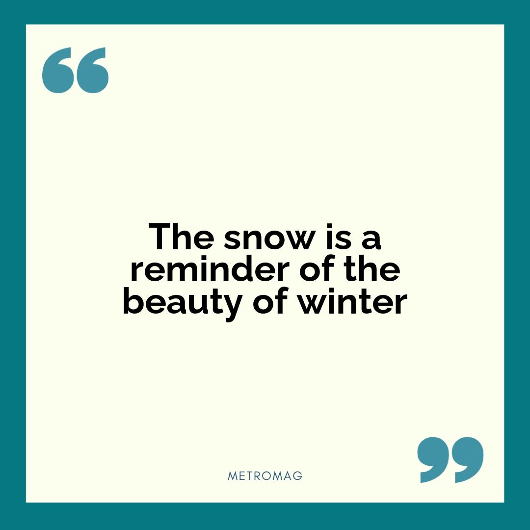 The snow is a reminder of the beauty of winter