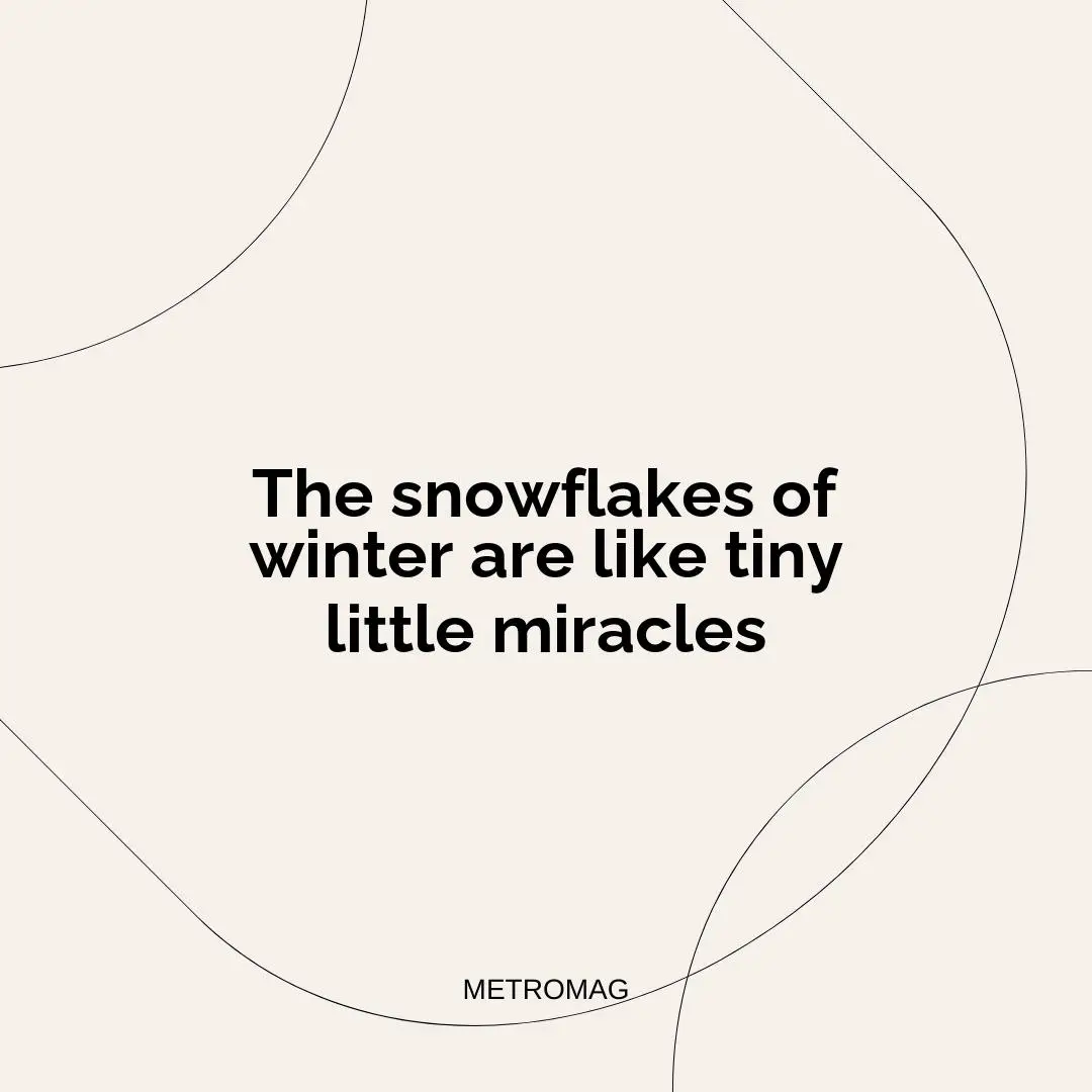 The snowflakes of winter are like tiny little miracles