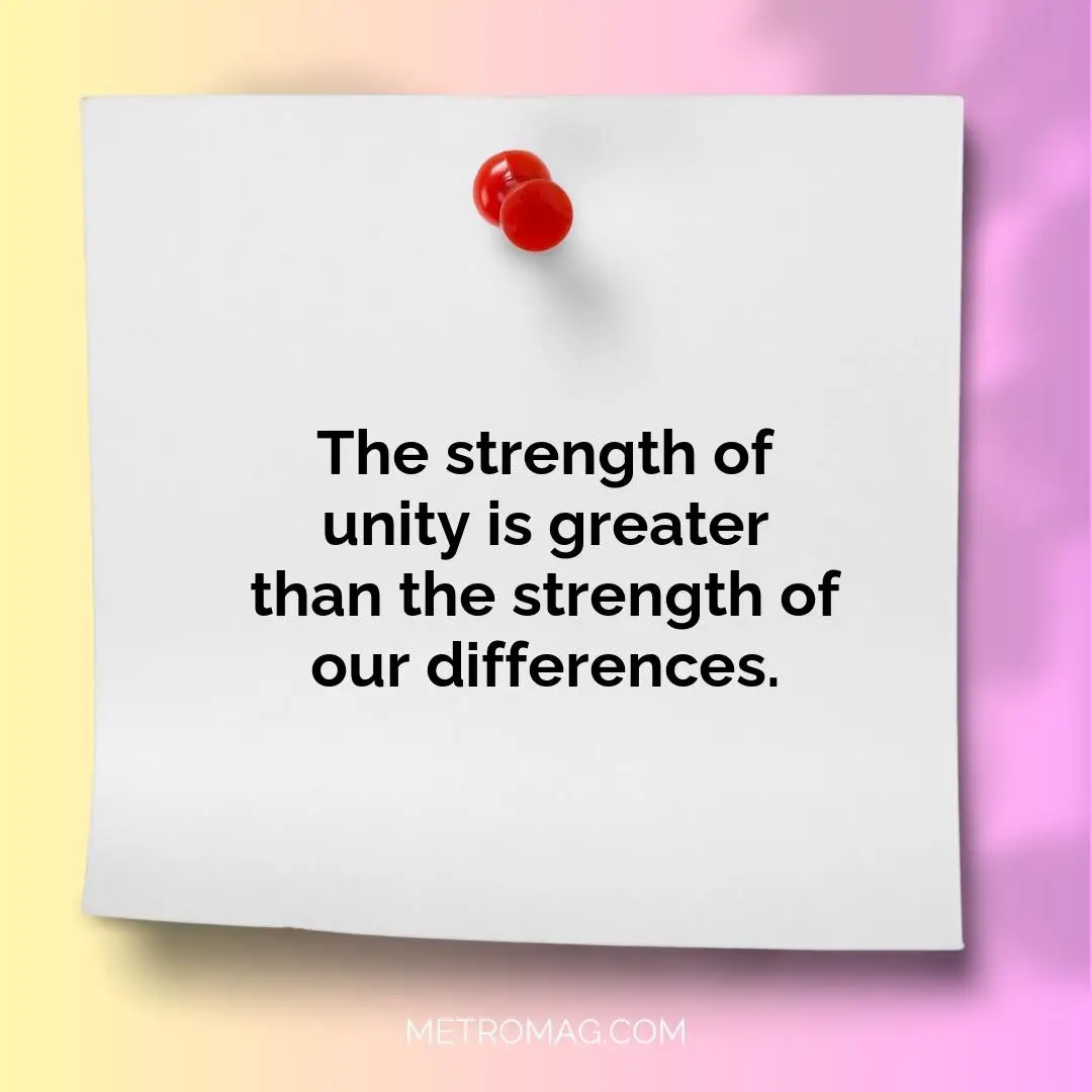 The strength of unity is greater than the strength of our differences.