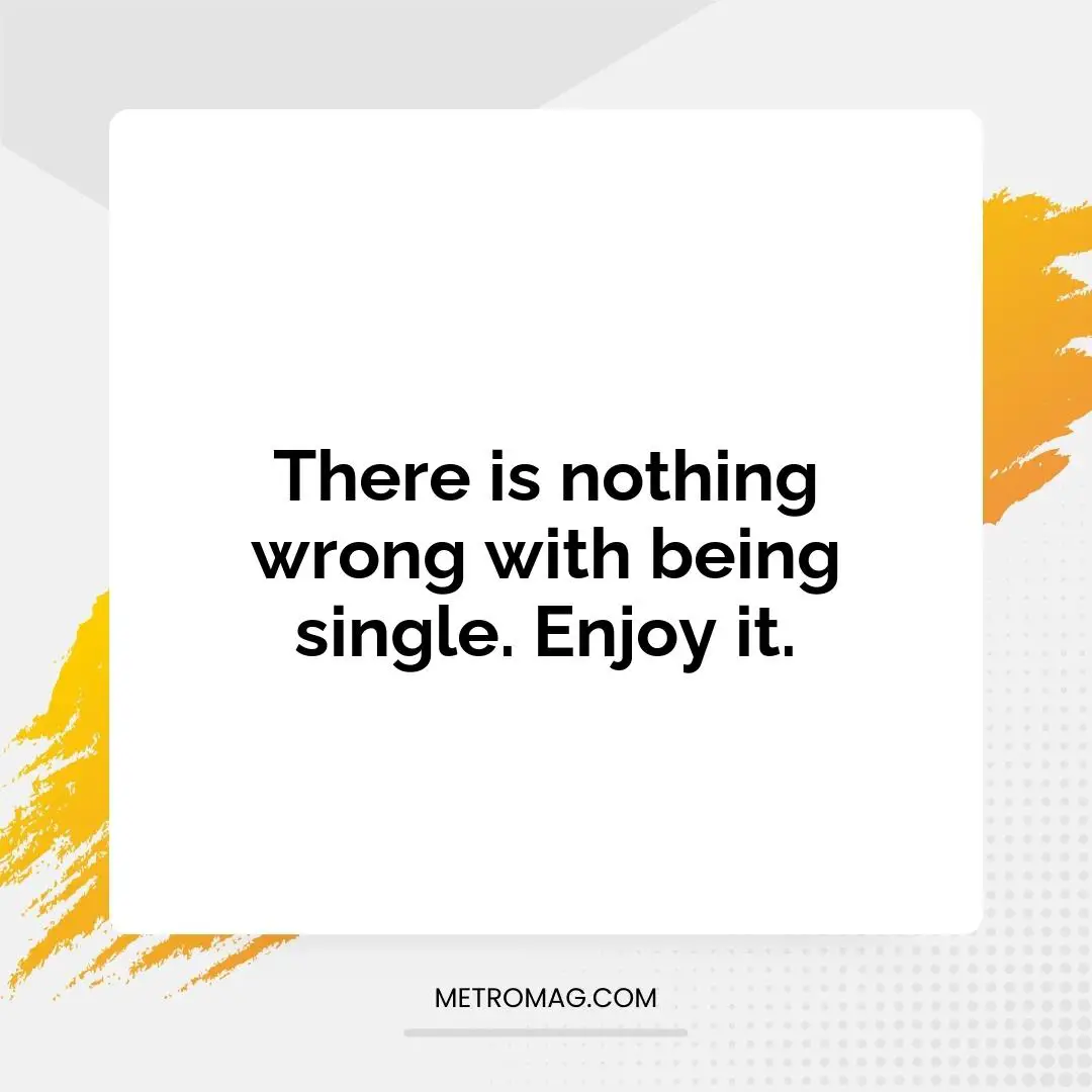 There is nothing wrong with being single. Enjoy it.