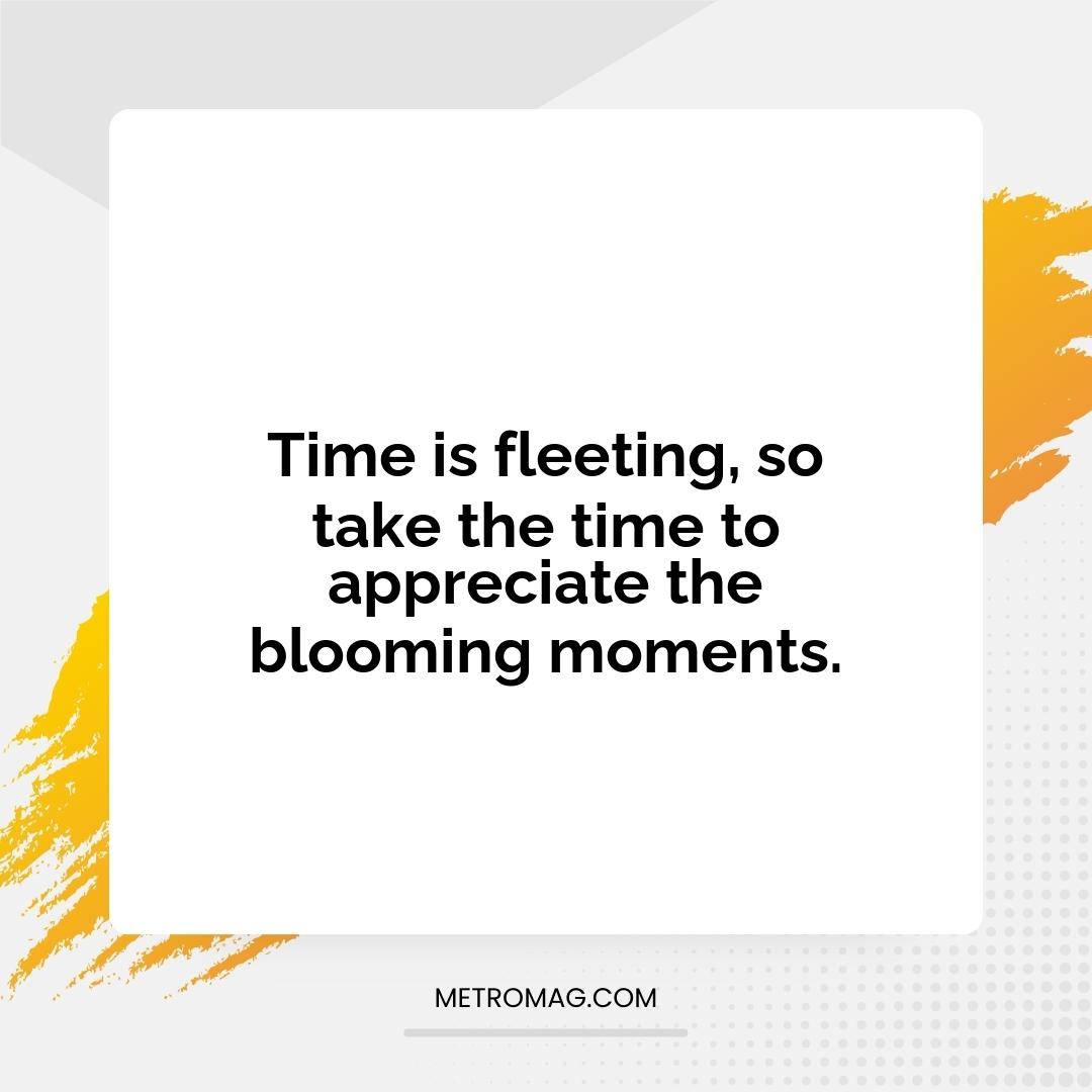 Time is fleeting, so take the time to appreciate the blooming moments.