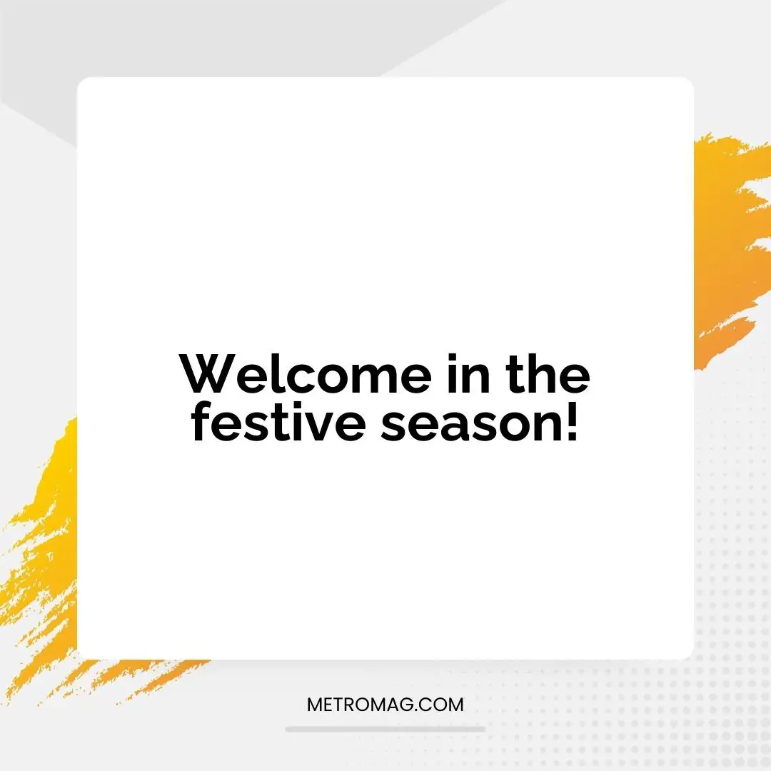 Welcome in the festive season!