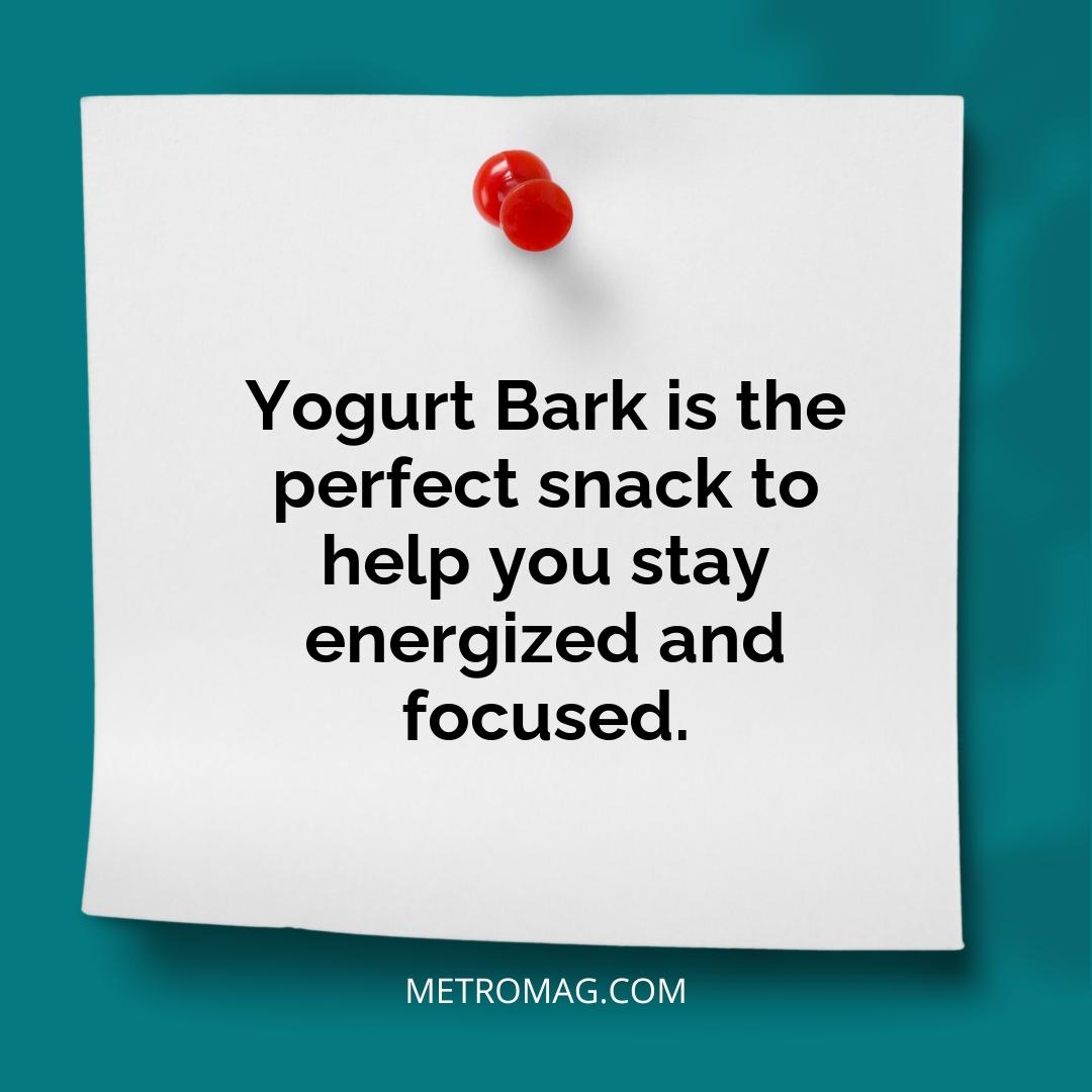 Yogurt Bark is the perfect snack to help you stay energized and focused.