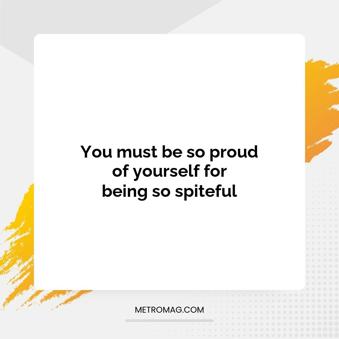 You must be so proud of yourself for being so spiteful