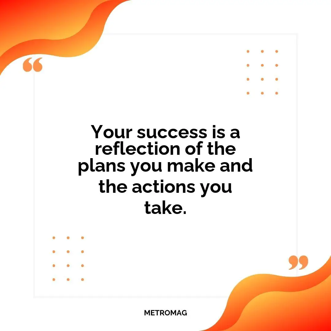Your success is a reflection of the plans you make and the actions you take.