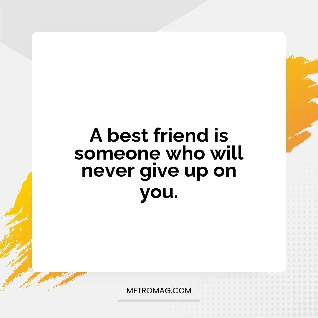 A best friend is someone who will never give up on you.