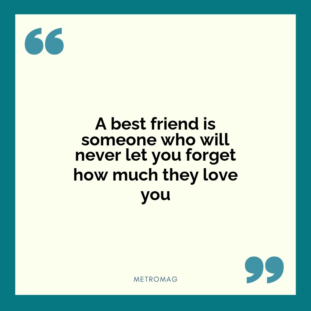 A best friend is someone who will never let you forget how much they love you