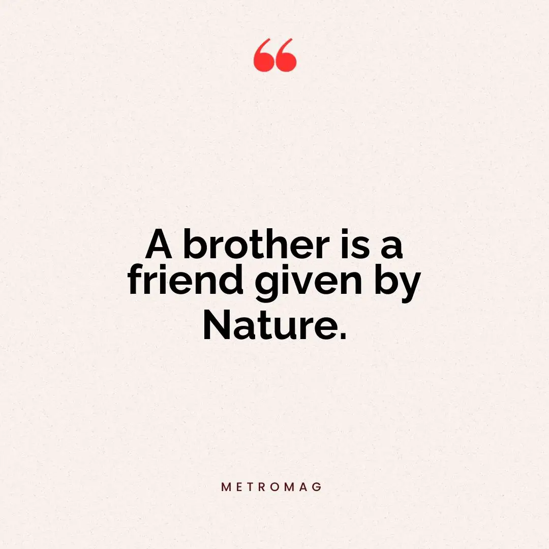 A brother is a friend given by Nature.