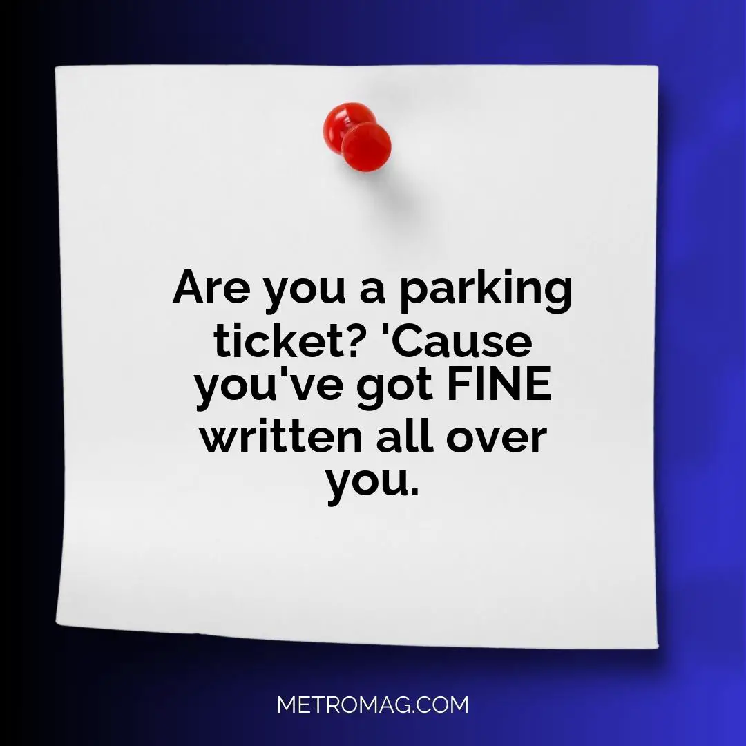 Are you a parking ticket? 'Cause you've got FINE written all over you.