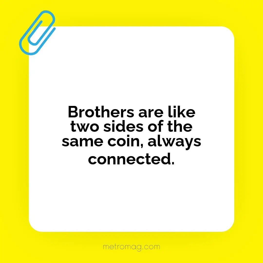 Brothers are like two sides of the same coin, always connected.