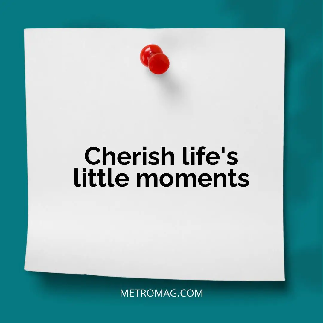 Cherish life's little moments