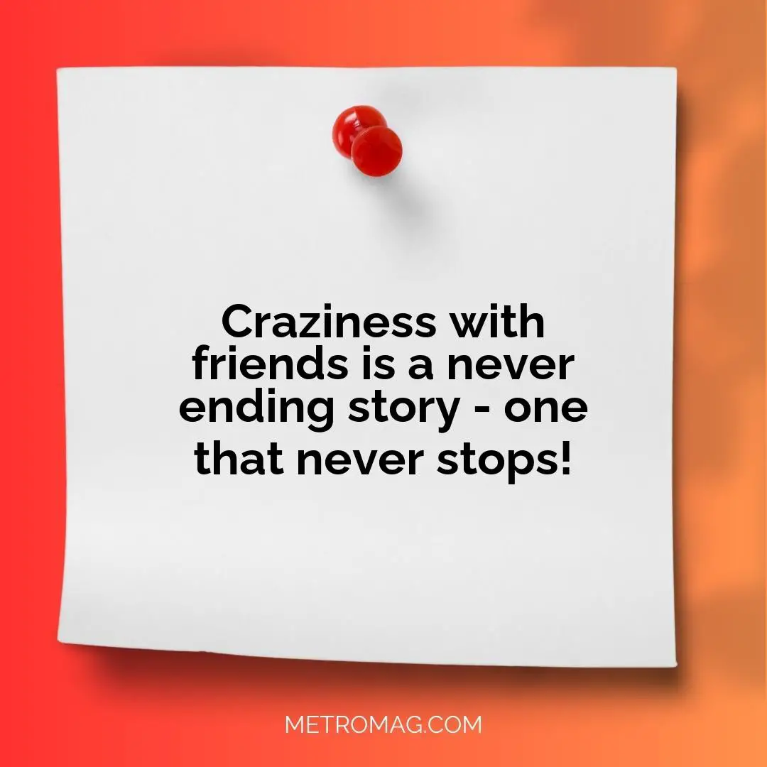 Craziness with friends is a never ending story - one that never stops!
