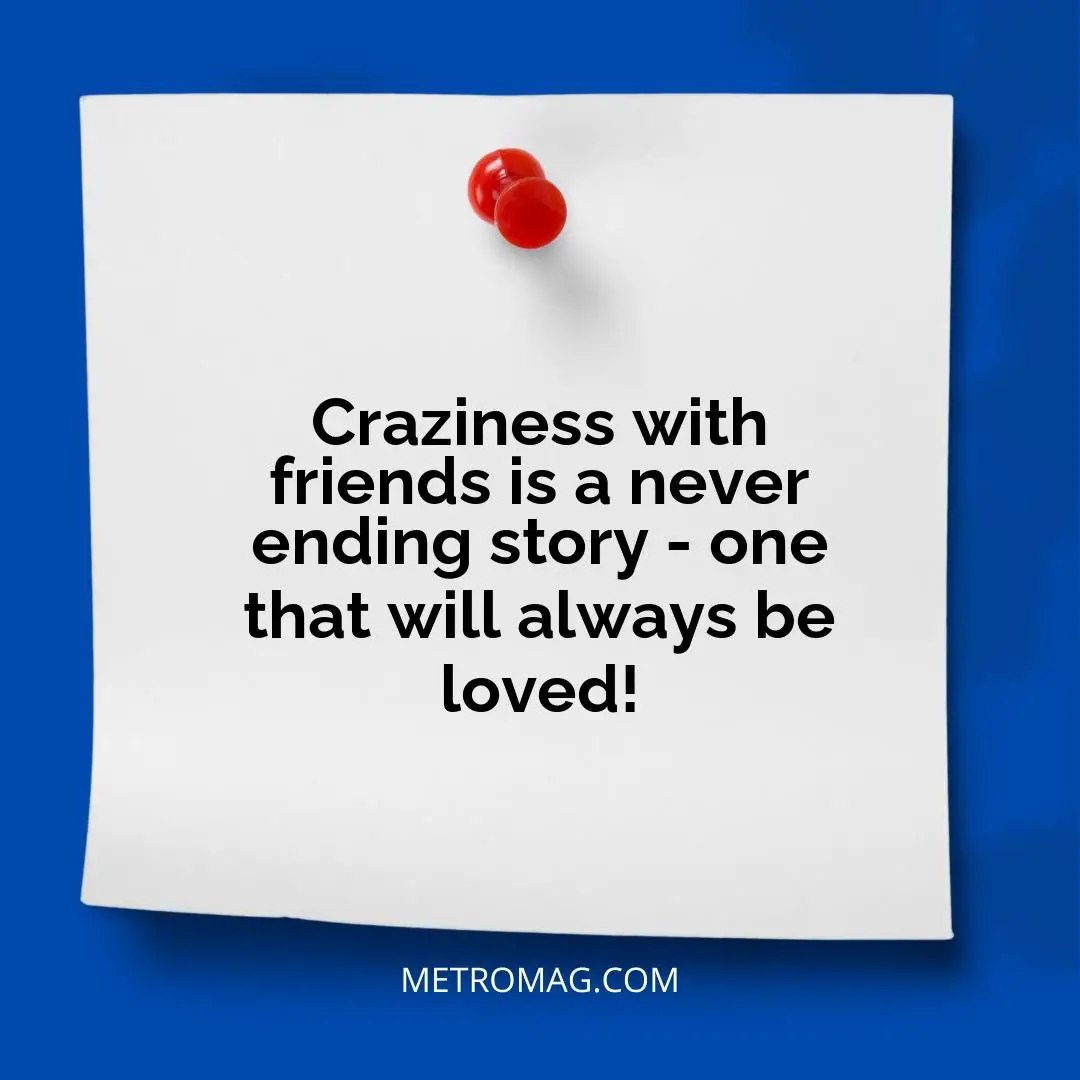 Craziness with friends is a never ending story - one that will always be loved!