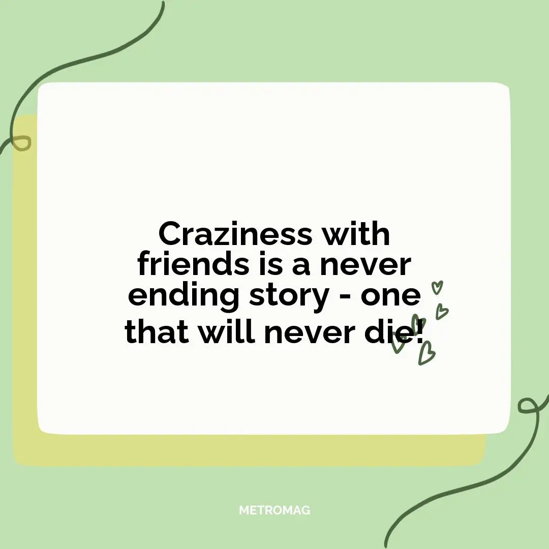 Craziness with friends is a never ending story - one that will never die!