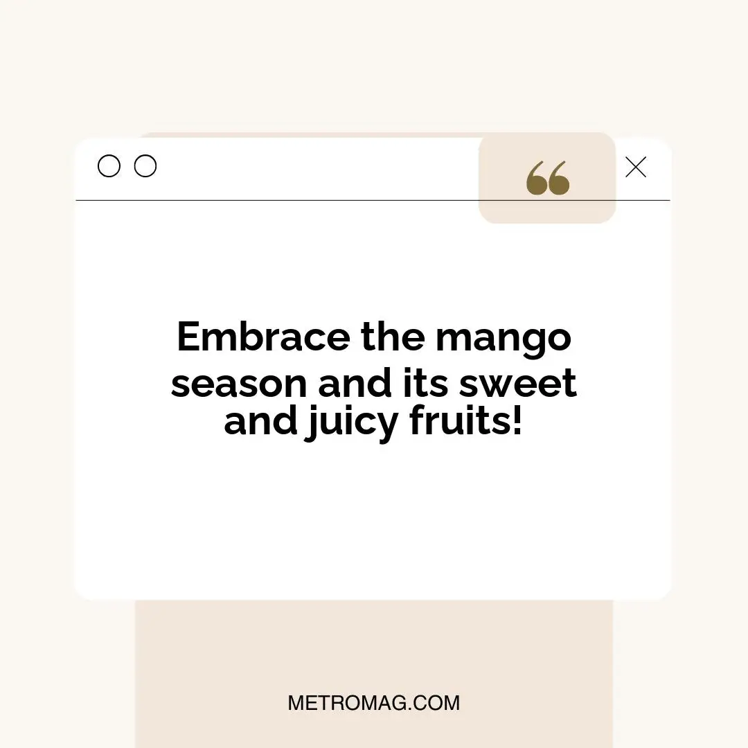 Embrace the mango season and its sweet and juicy fruits!