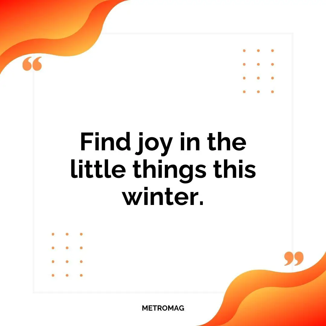 Find joy in the little things this winter.