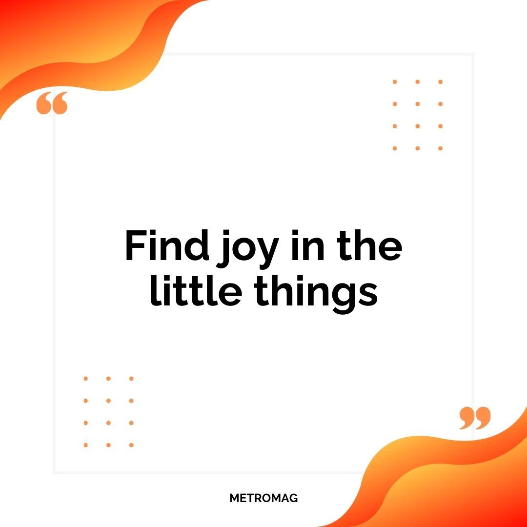 Find joy in the little things