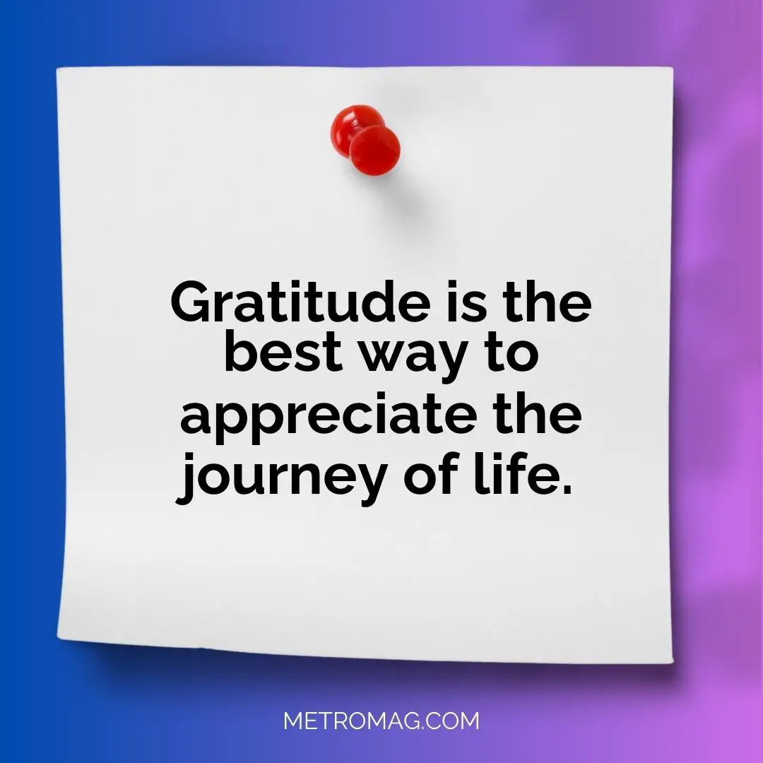 Gratitude is the best way to appreciate the journey of life.
