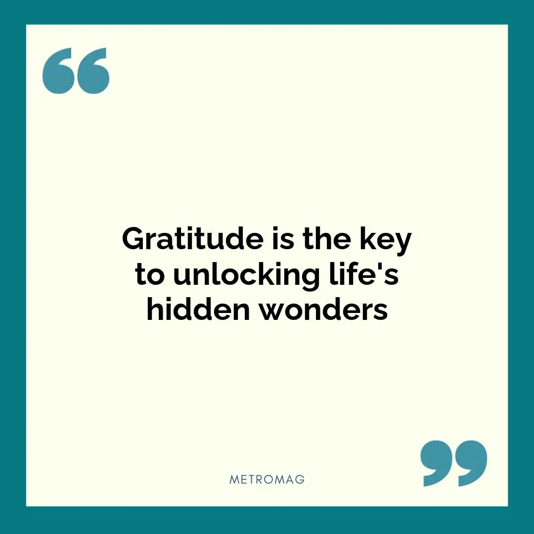 Gratitude is the key to unlocking life's hidden wonders