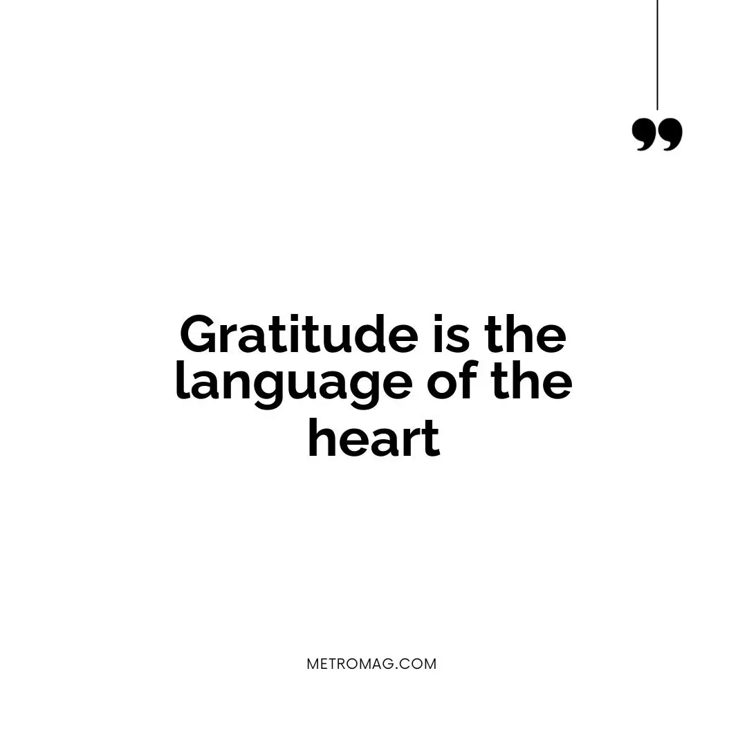 Gratitude is the language of the heart