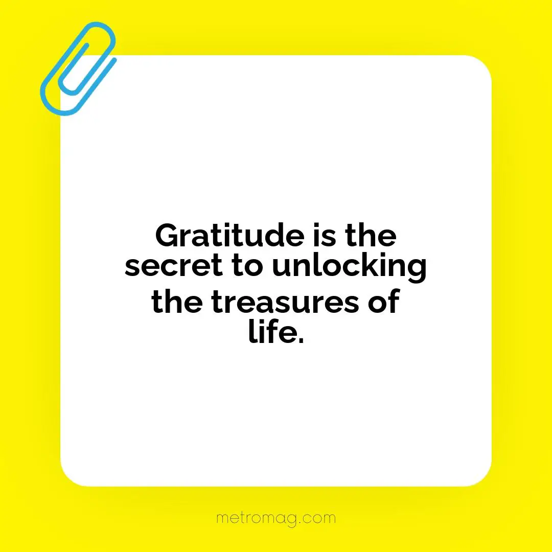 Gratitude is the secret to unlocking the treasures of life.