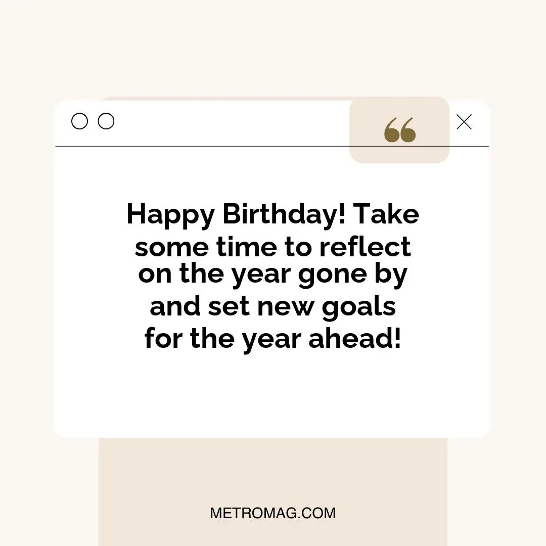Happy Birthday! Take some time to reflect on the year gone by and set new goals for the year ahead!