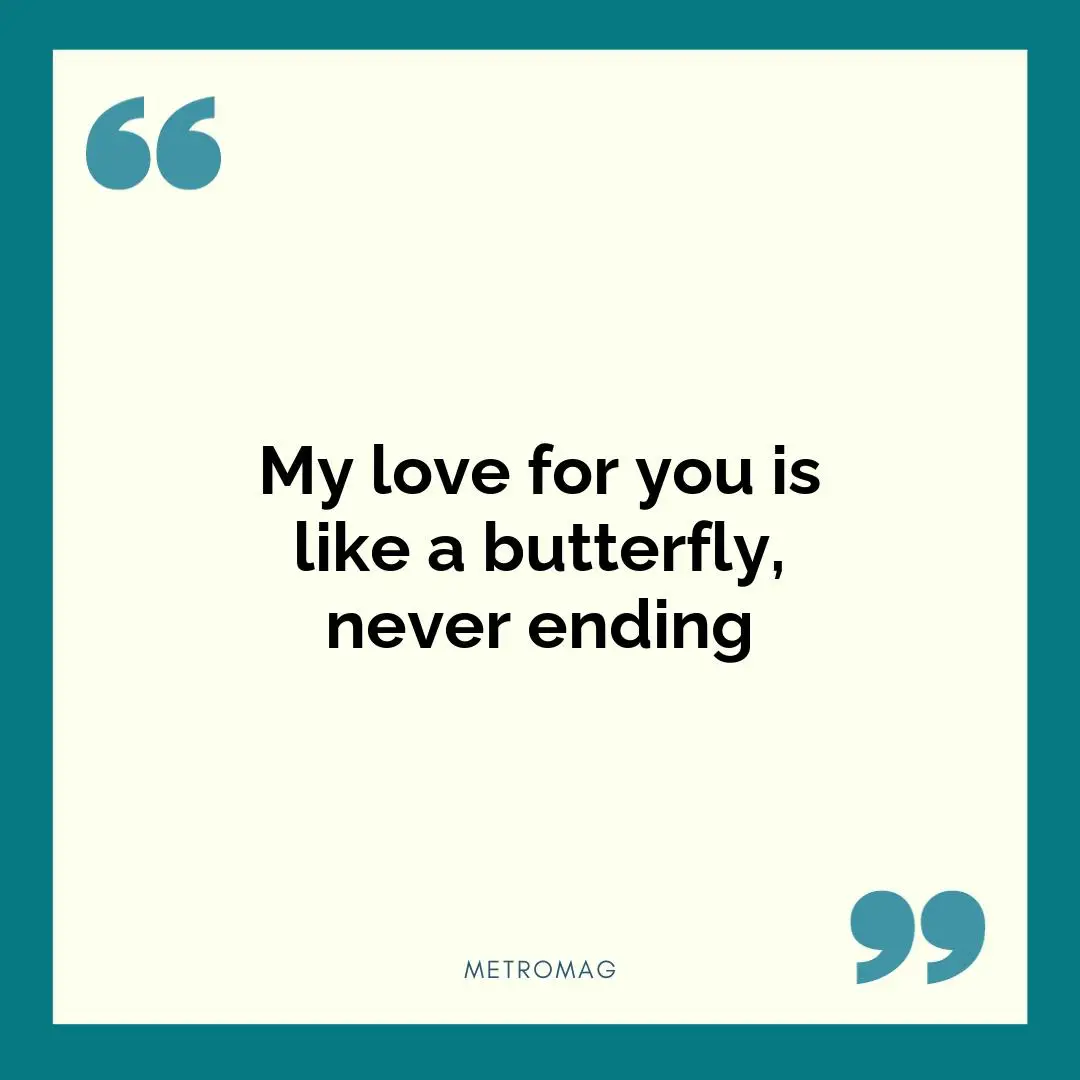 My love for you is like a butterfly, never ending