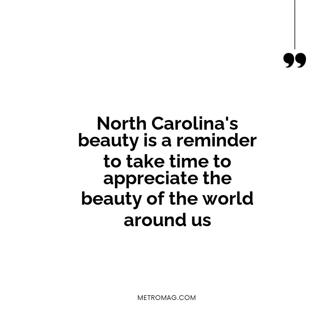 North Carolina's beauty is a reminder to take time to appreciate the beauty of the world around us