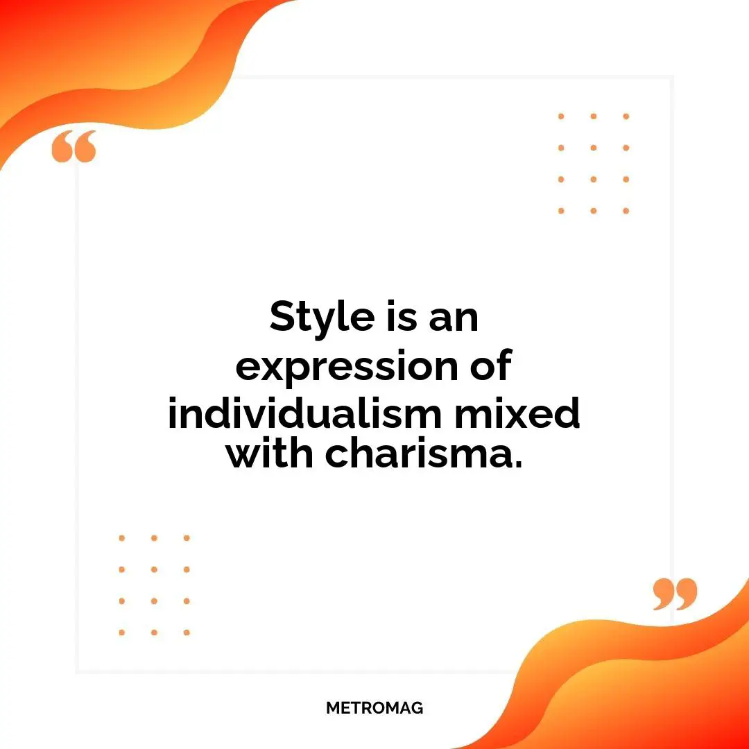 Style is an expression of individualism mixed with charisma.