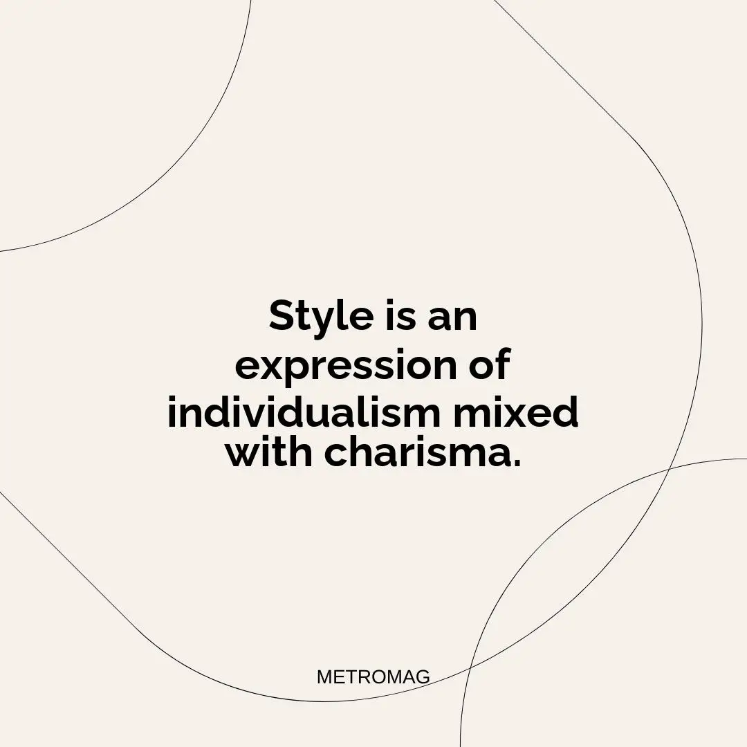 Style is an expression of individualism mixed with charisma.
