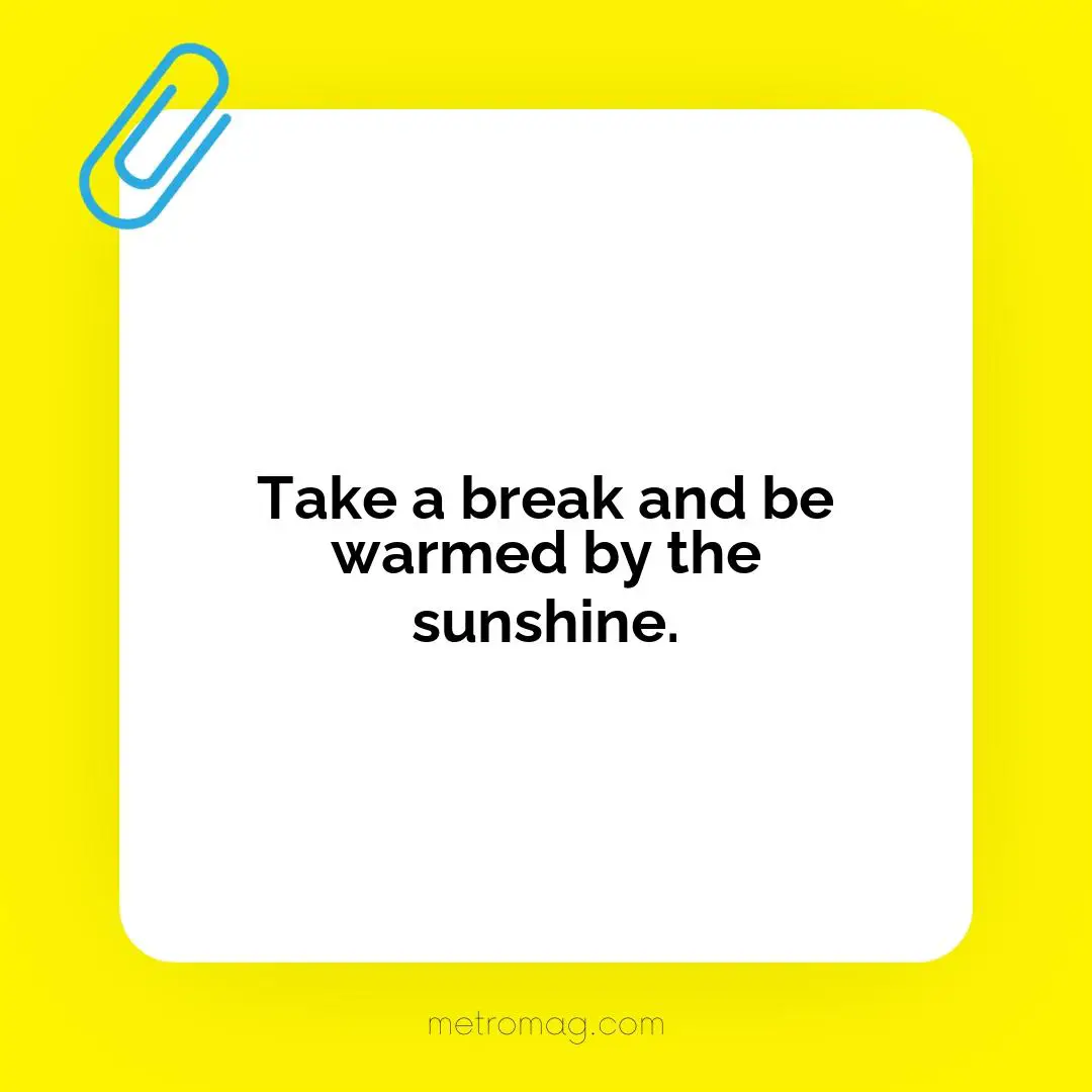 Take a break and be warmed by the sunshine.