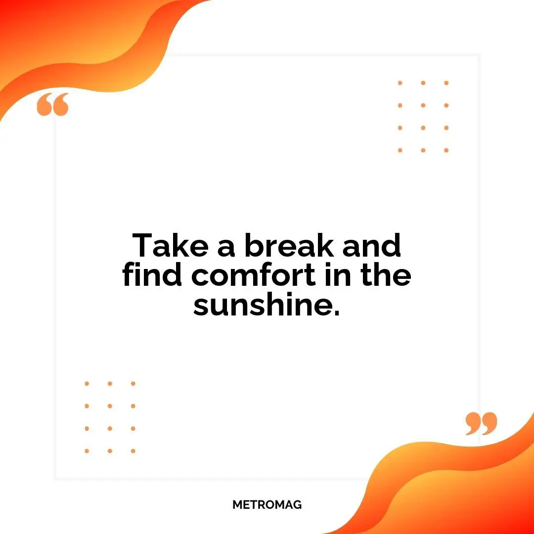 Take a break and find comfort in the sunshine.