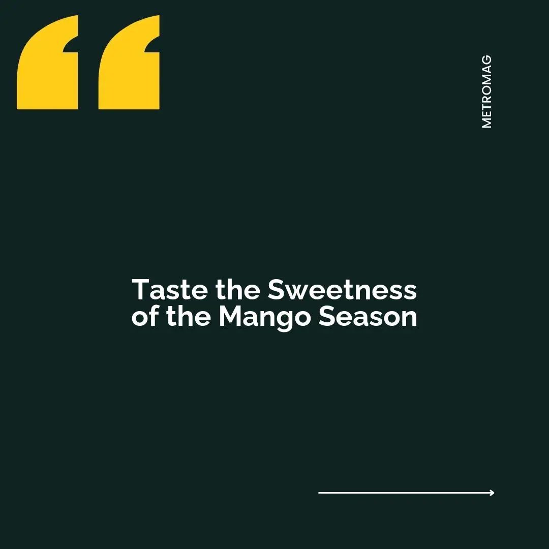 Taste the Sweetness of the Mango Season