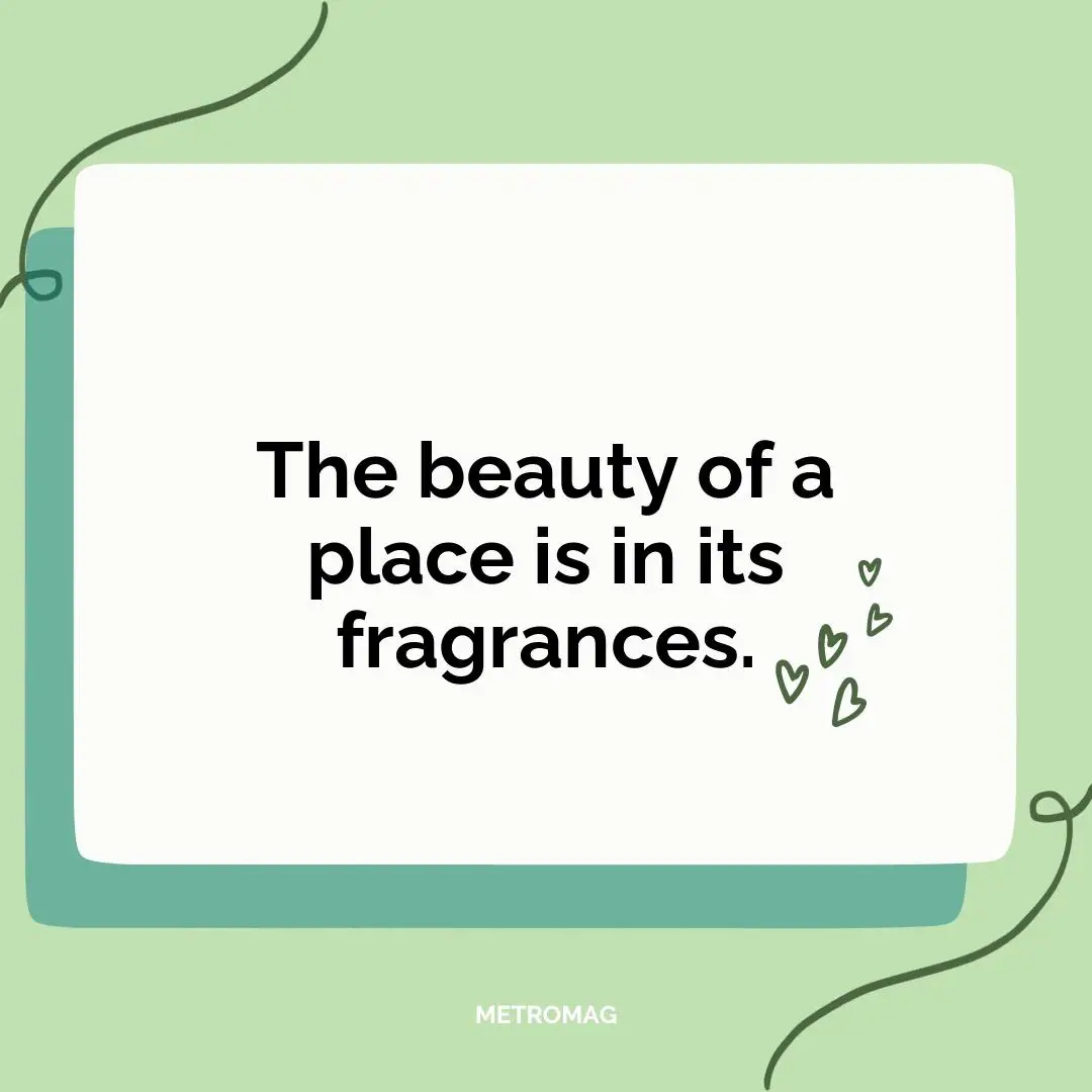 The beauty of a place is in its fragrances.