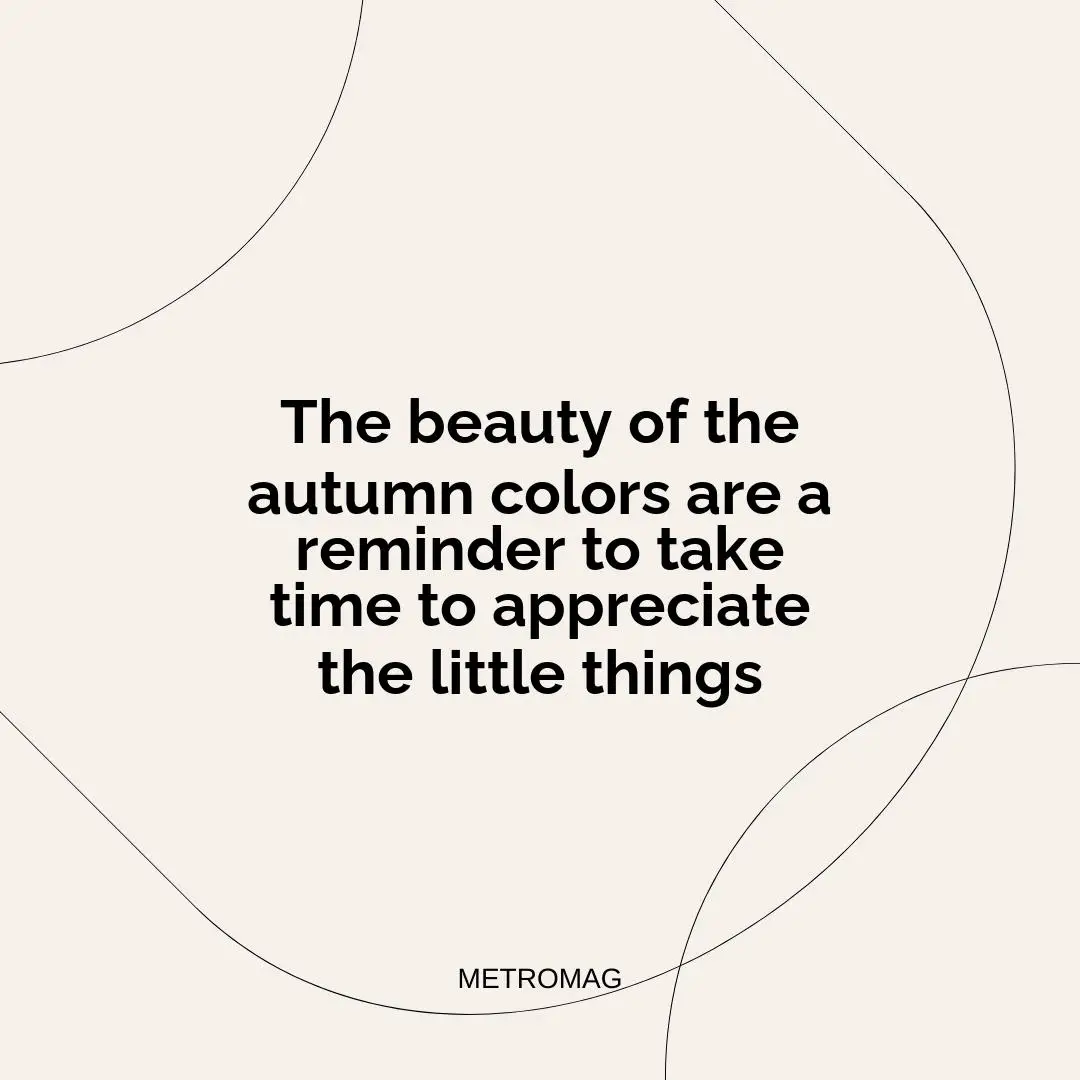 The beauty of the autumn colors are a reminder to take time to appreciate the little things