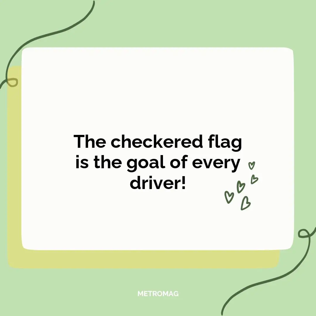 The checkered flag is the goal of every driver!