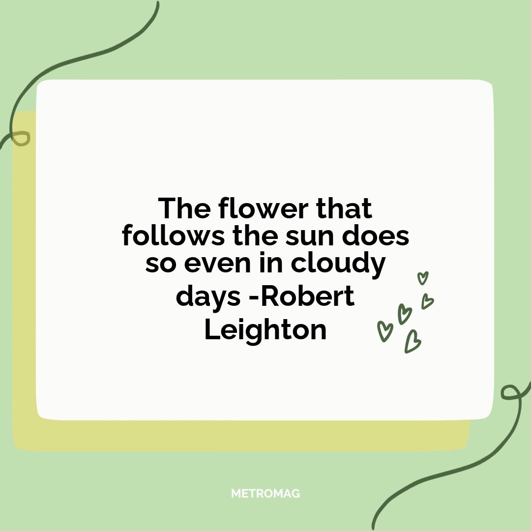 The flower that follows the sun does so even in cloudy days -Robert Leighton