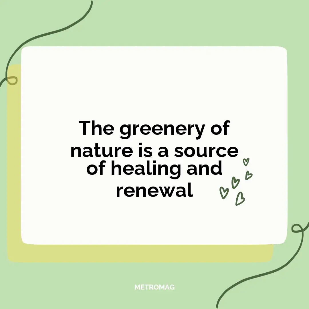 The greenery of nature is a source of healing and renewal