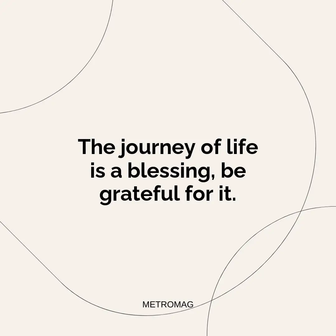 The journey of life is a blessing, be grateful for it.