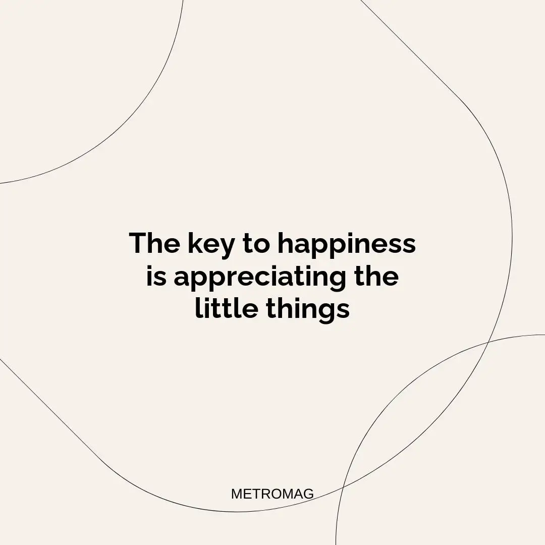 The key to happiness is appreciating the little things