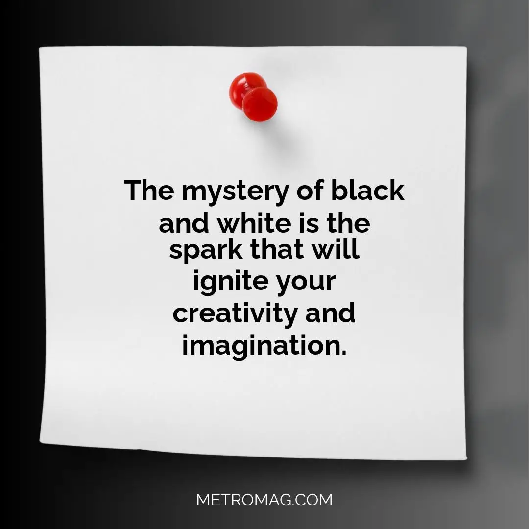 The mystery of black and white is the spark that will ignite your creativity and imagination.