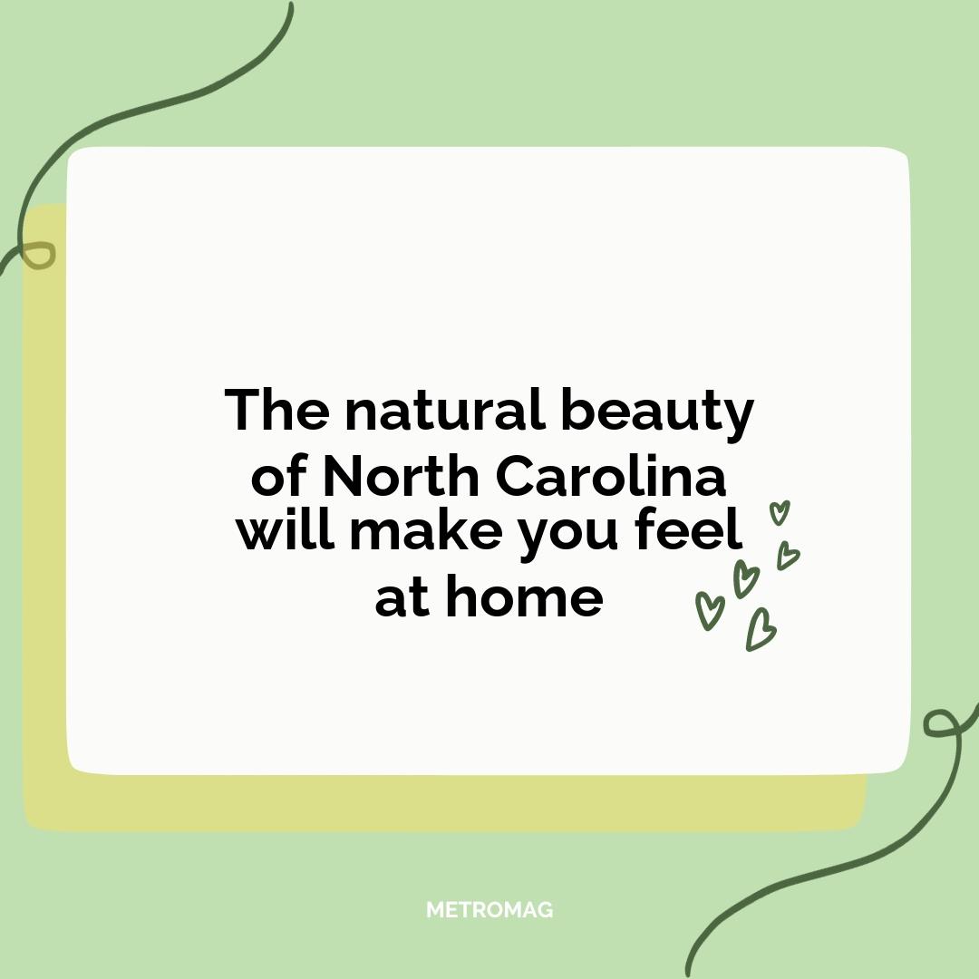 The natural beauty of North Carolina will make you feel at home
