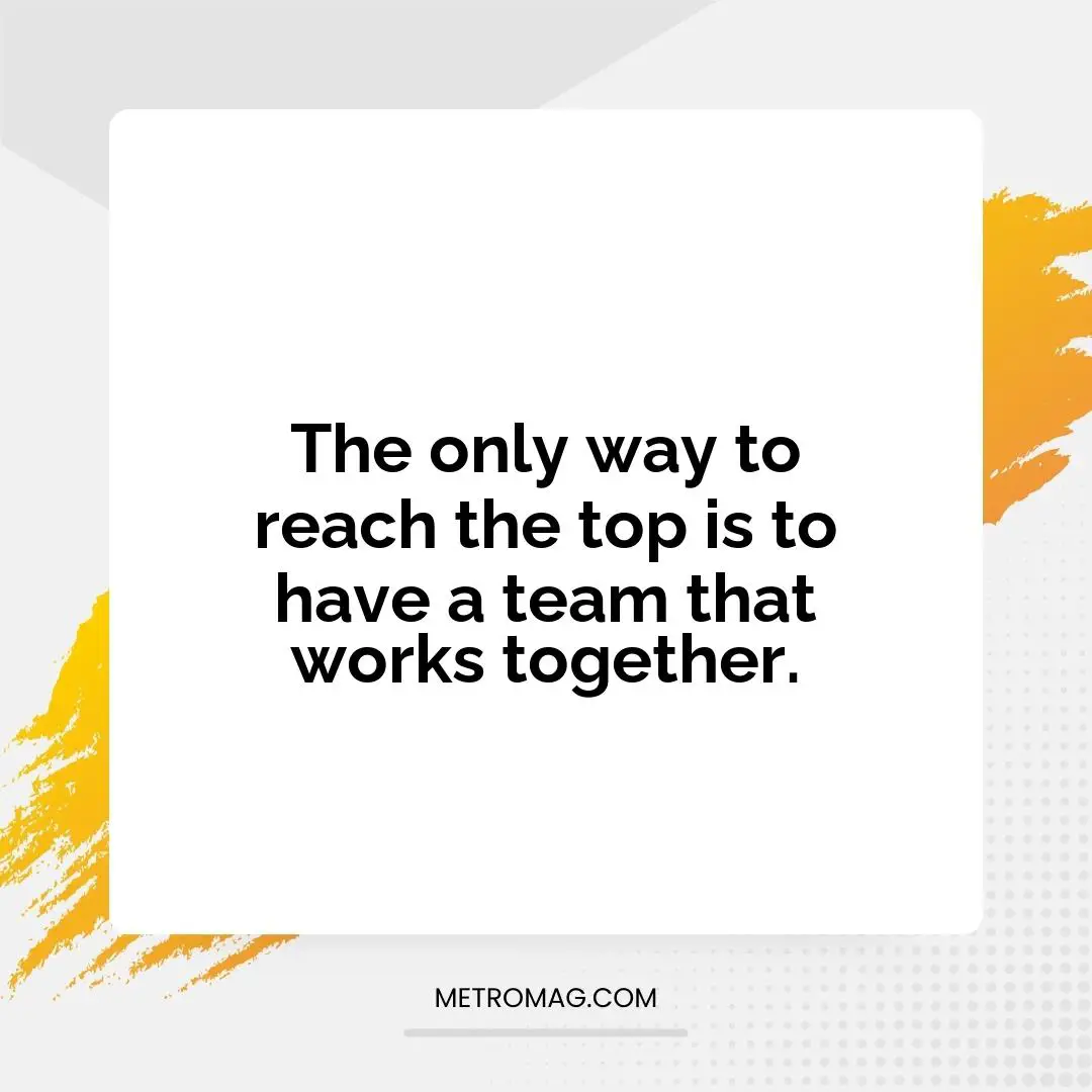 The only way to reach the top is to have a team that works together.